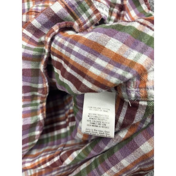 Toad&Co Shirt Womens Small Purple Orange Green Plaid Organic Cotton Button Up - Picture 5 of 7